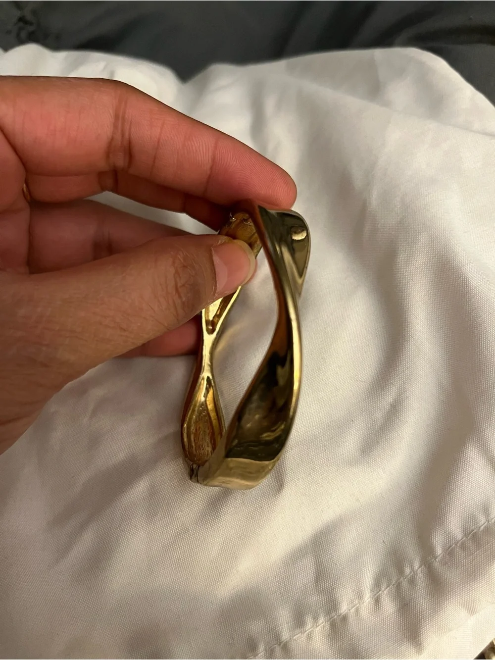 Zara Shiny Gold Twisted Hinged Bracelet